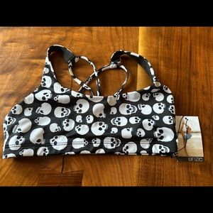 Onzie Sports Bra Onzie M/L Black White Skulls